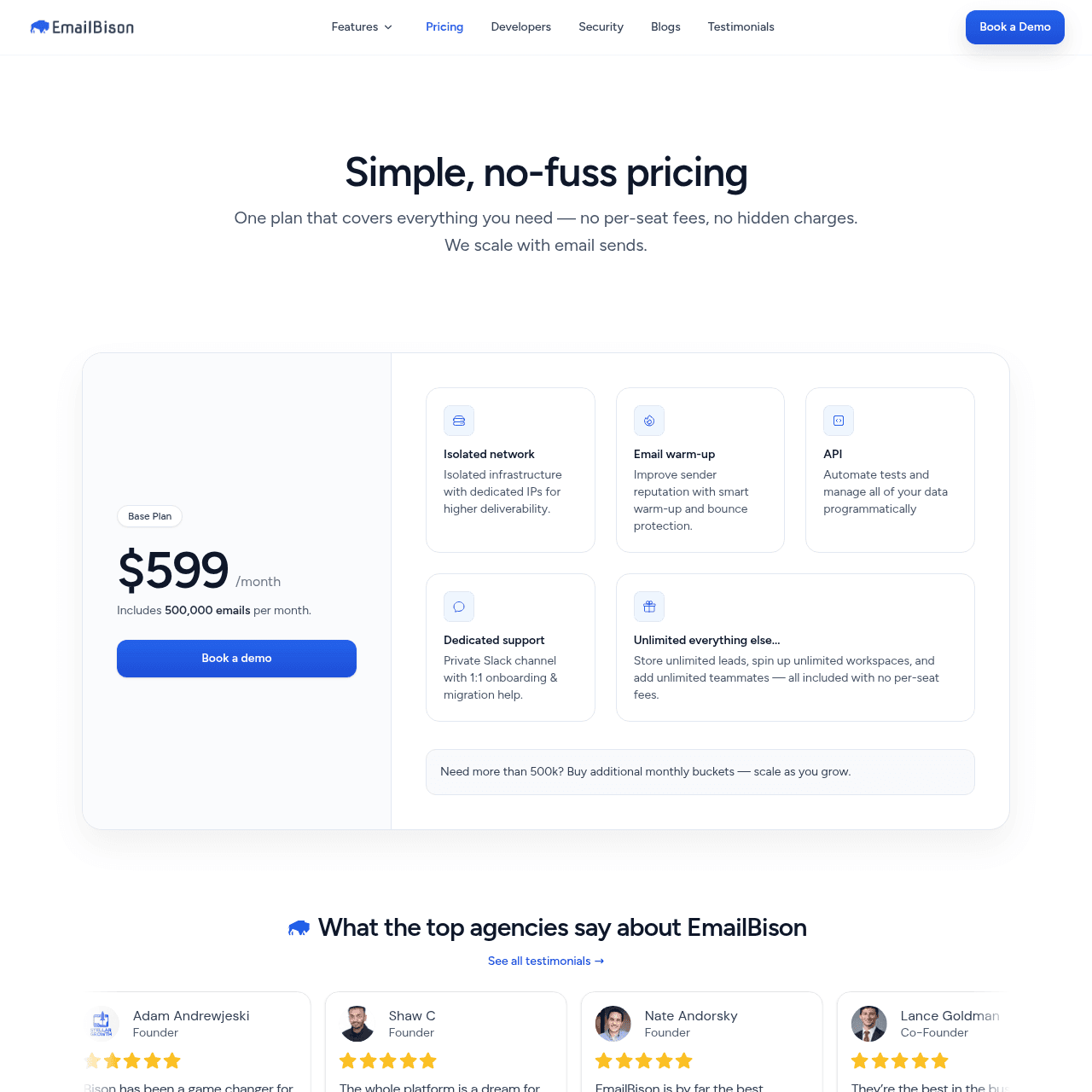 EmailBison pricing page
